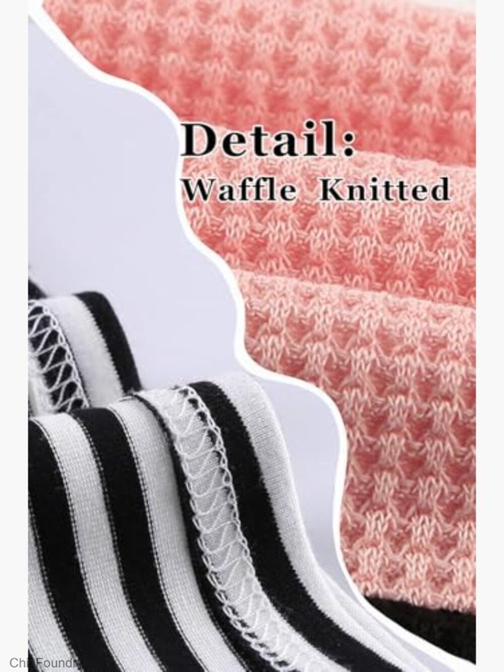 Women's Long Sleeve Tunic Top, Waffle Knit, Loose Fit, Crew Neck - Picture 4 of 7